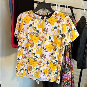 Nooworks Yellow & White Floral Short Sleeve Tee